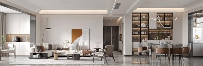 现代轻奢客餐厅3D模型下载